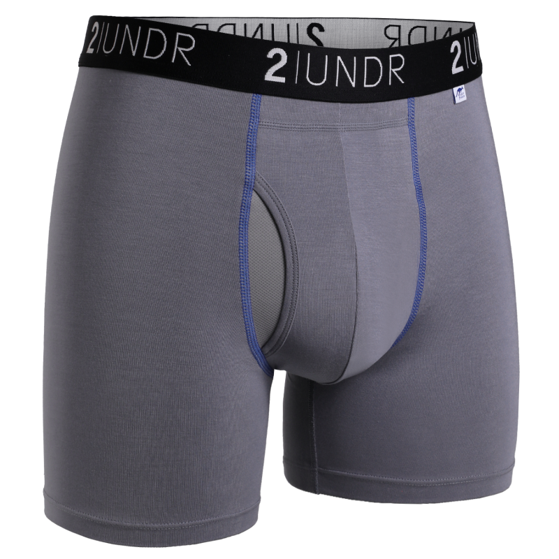 Swing Shift 6" Boxer Brief - Grey/Blue