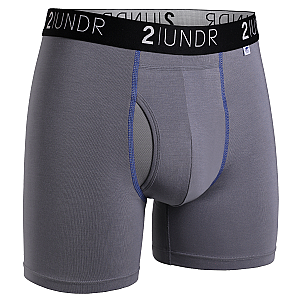 Swing Shift 6" Boxer Brief - Grey/Blue