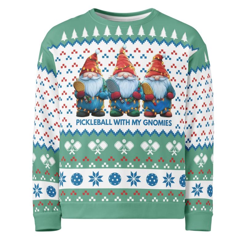 Pickleball Gnomes Unisex Ugly Pickleball Sweatshirt