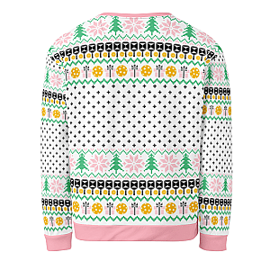 Deck The Halls With Pickleballs Ugly Pickleball Sweatshirt - Pink