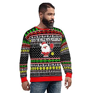 Deck The Halls With Pickleballs Ugly Pickleball Sweatshirt - Black