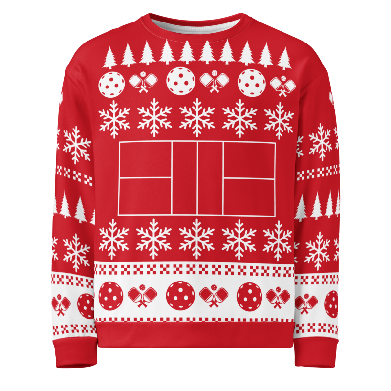 Red & White Unisex Ugly Pickleball Sweatshirt