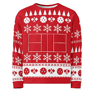 Red & White Unisex Ugly Pickleball Sweatshirt