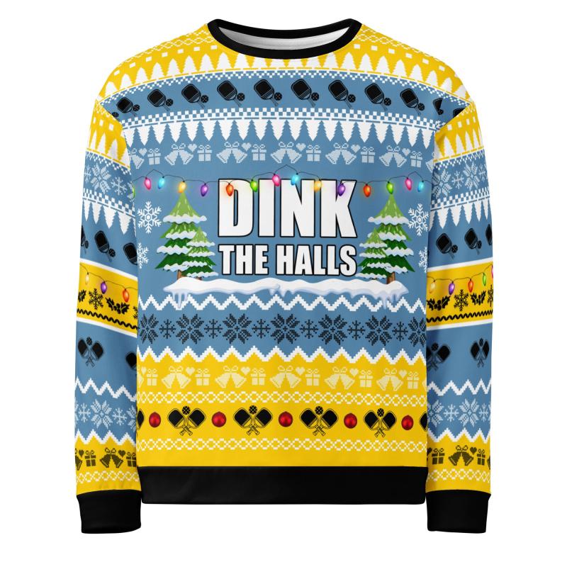 Dink The Halls With Pickleballs Unisex Ugly Pickleball Sweatshirt