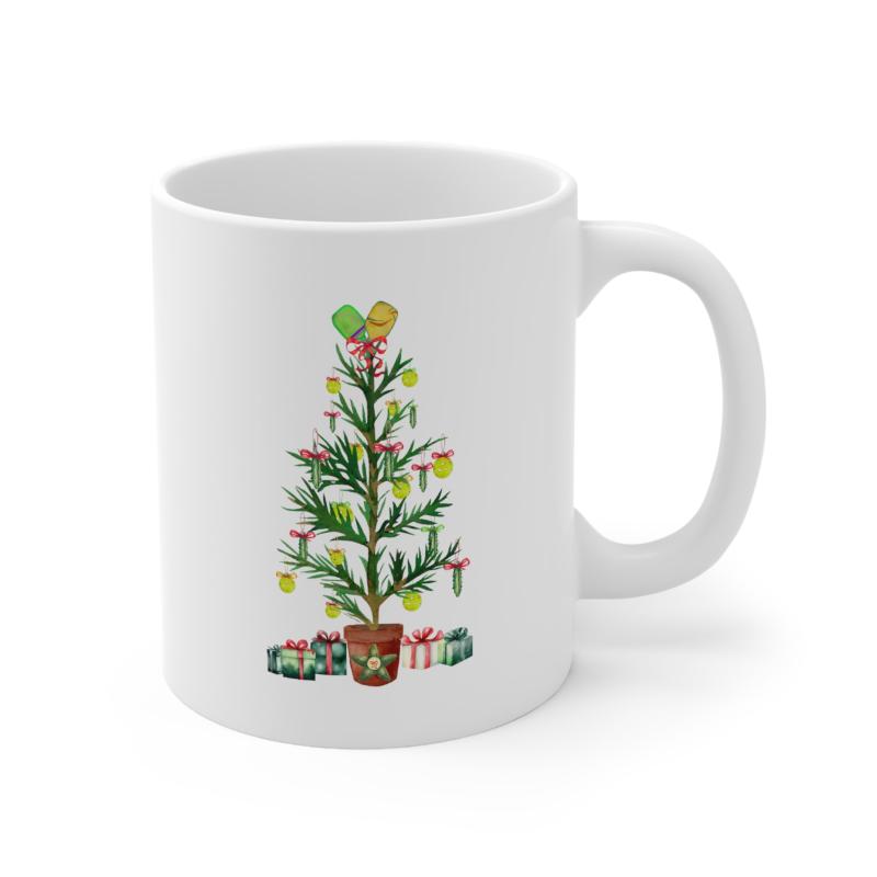 Deck The Halls With Pickleballs Christmas Tree Mug