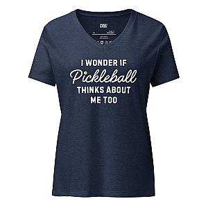I Wonder If Pickleball Thinks About Me Too Women’s V-neck T-shirt