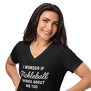 I Wonder If Pickleball Thinks About Me Too Women’s V-neck T-shirt