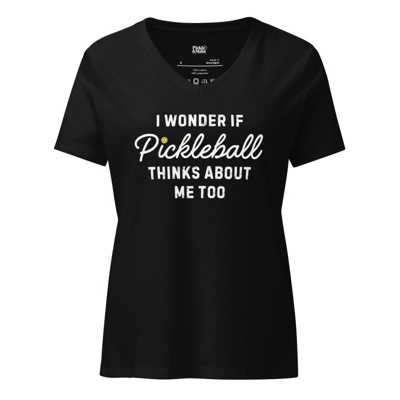 I Wonder If Pickleball Thinks About Me Too Women’s V-neck T-shirt