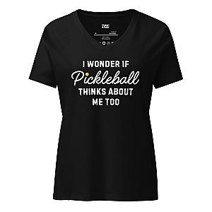 I Wonder If Pickleball Thinks About Me Too Women’s V-neck T-shirt