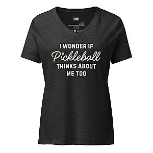 I Wonder If Pickleball Thinks About Me Too Women’s V-neck T-shirt