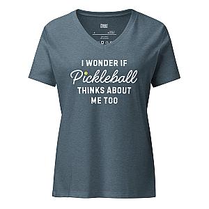I Wonder If Pickleball Thinks About Me Too Women’s V-neck T-shirt