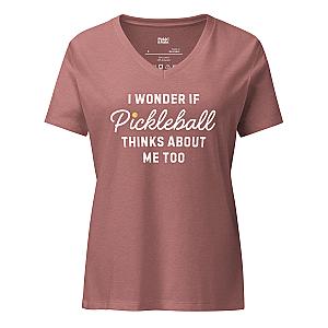 I Wonder If Pickleball Thinks About Me Too Women’s V-neck T-shirt