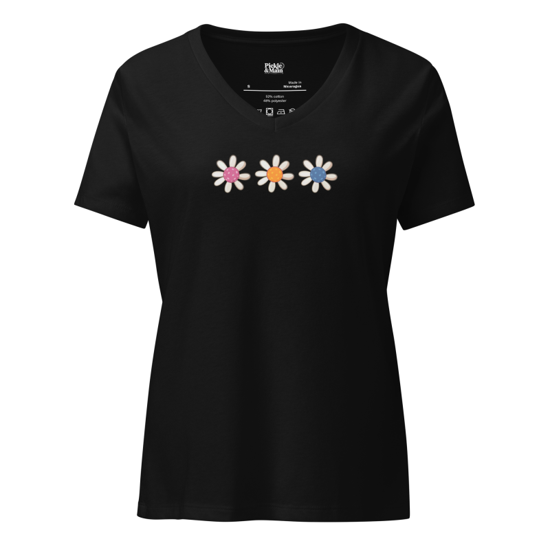 Pickleball Flowers Women’s V-neck T-shirt