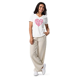 Wavy Pickleball Heart Women’s V-neck T-shirt