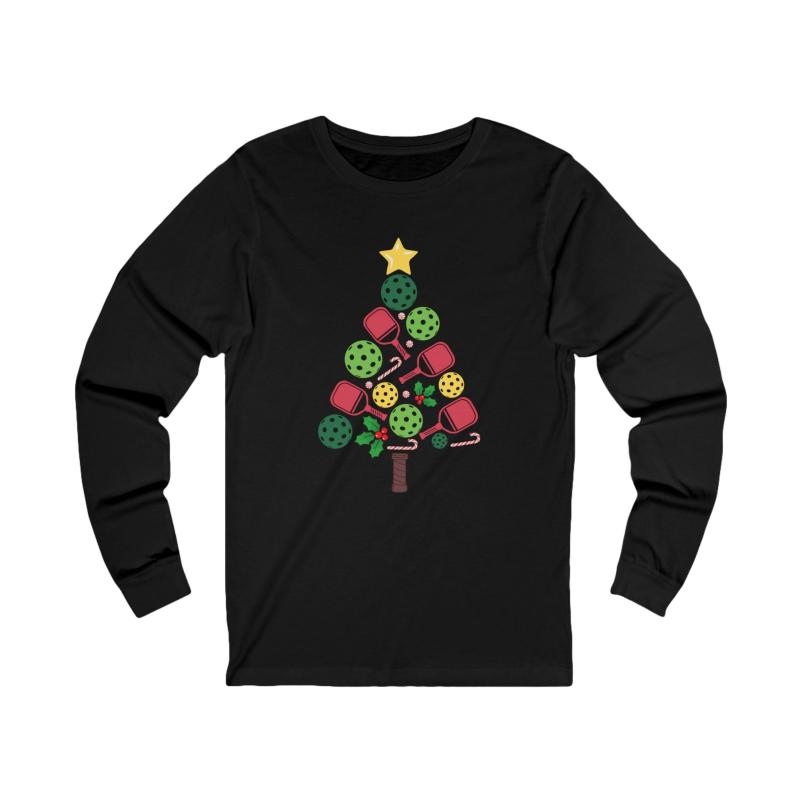 Pickleball Christmas Tree Unisex Long Sleeve T-shirt