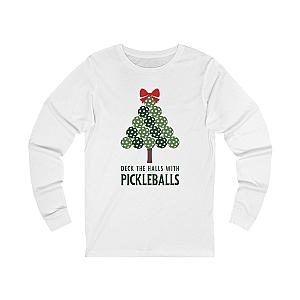 Deck The Halls With Pickleballs Tree Unisex Long Sleeve T-shirt