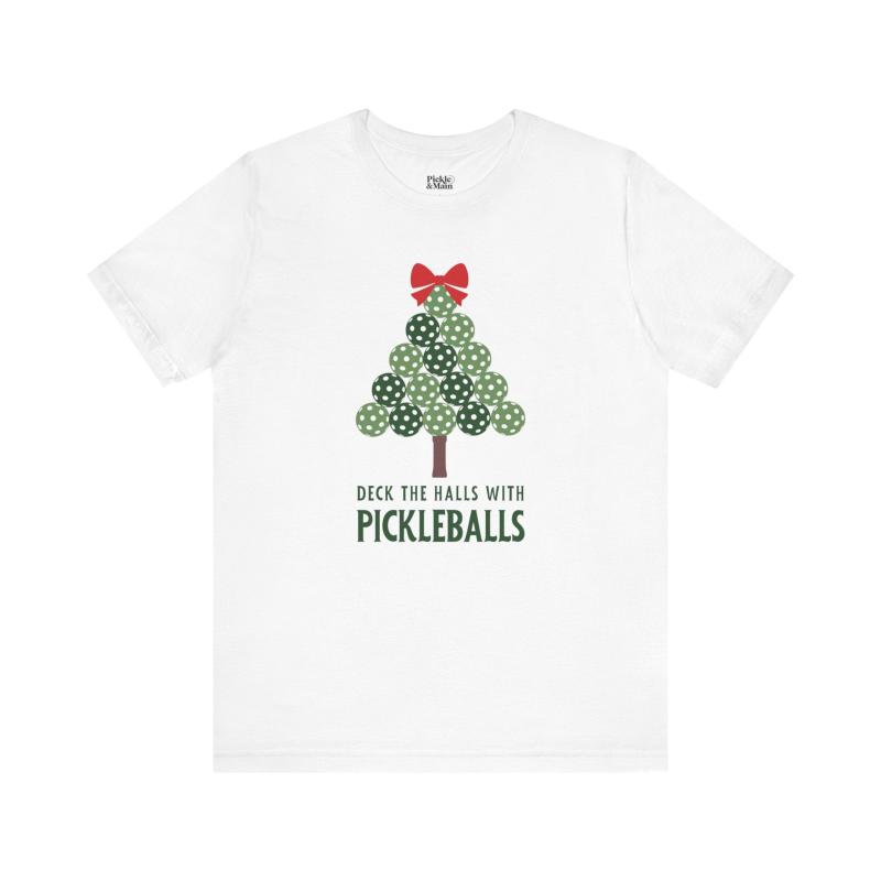 Deck The Halls With Pickleballs Tree Unisex Tee