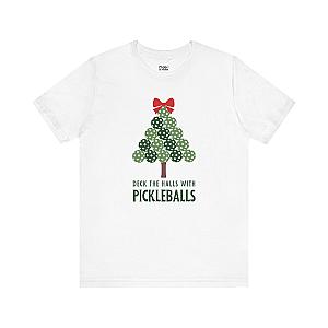Deck The Halls With Pickleballs Tree Unisex Tee
