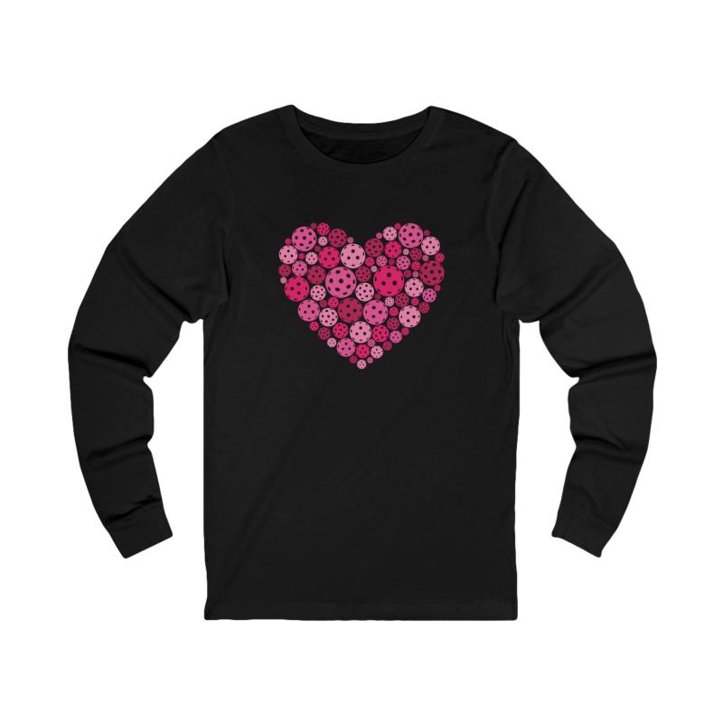 Pickleball Pink Heart Unisex Long Sleeve T-shirt