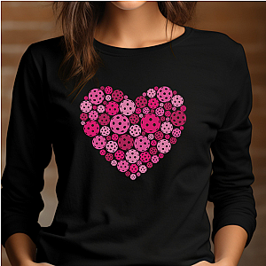 Pickleball Pink Heart Unisex Long Sleeve T-shirt
