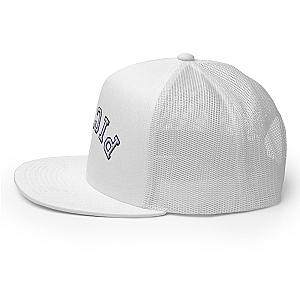 Upside Down Pickle Embroidered Trucker Hat - White Letters/Navy Outline
