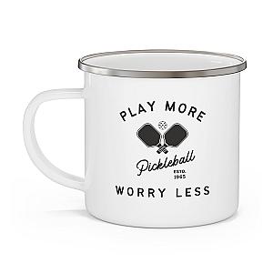 Play More Worry Less Pickleball Enamel Mug