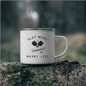 Play More Worry Less Pickleball Enamel Mug