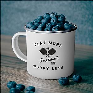 Play More Worry Less Pickleball Enamel Mug