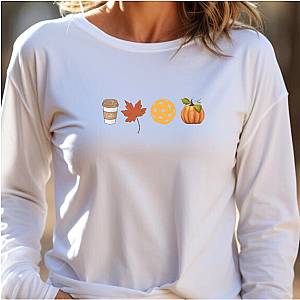 Fall Pickleball Symbols Unisex Long Sleeve T-shirt