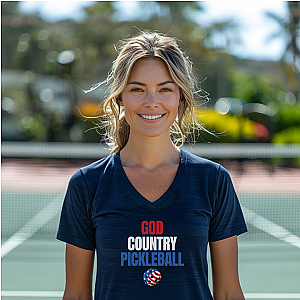 God Country Pickleball Unisex V-neck Tee