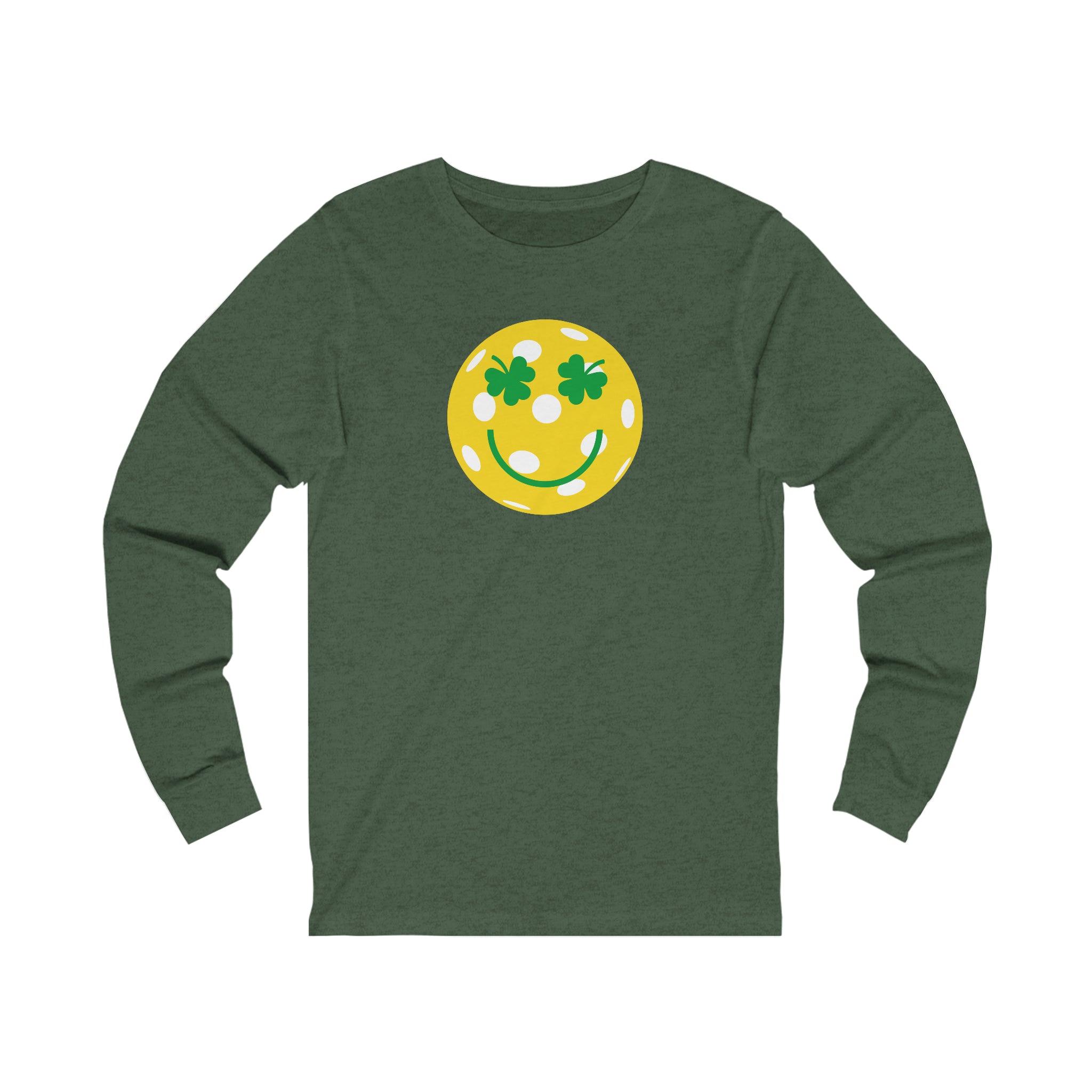 Pickleball Shamrock Smiley Face Unisex Long Sleeve T-shirt