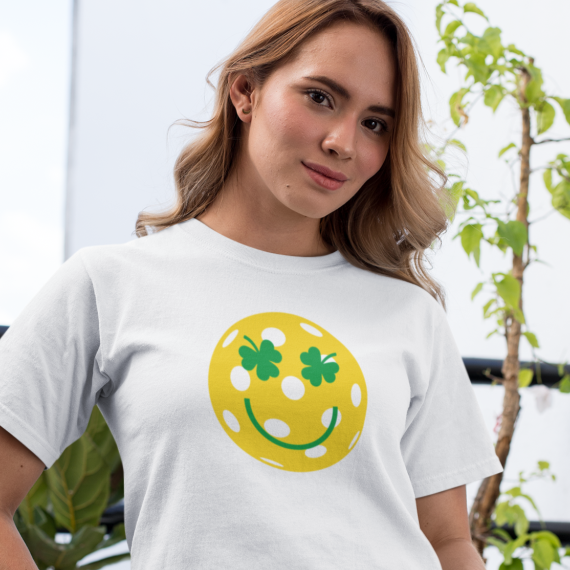 Pickleball Shamrock Smiley Face Unisex T-shirt