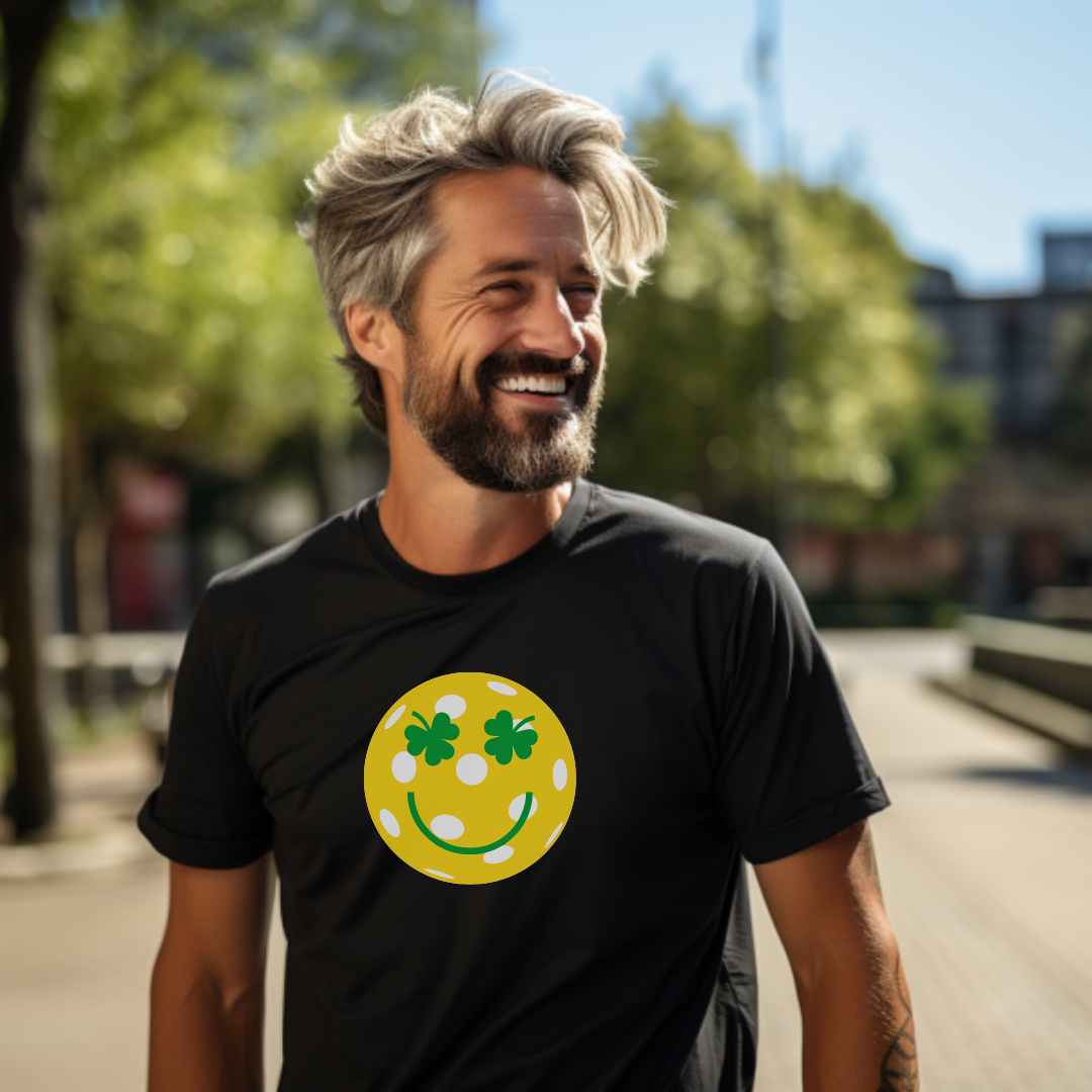 Pickleball Shamrock Smiley Face Unisex T-shirt