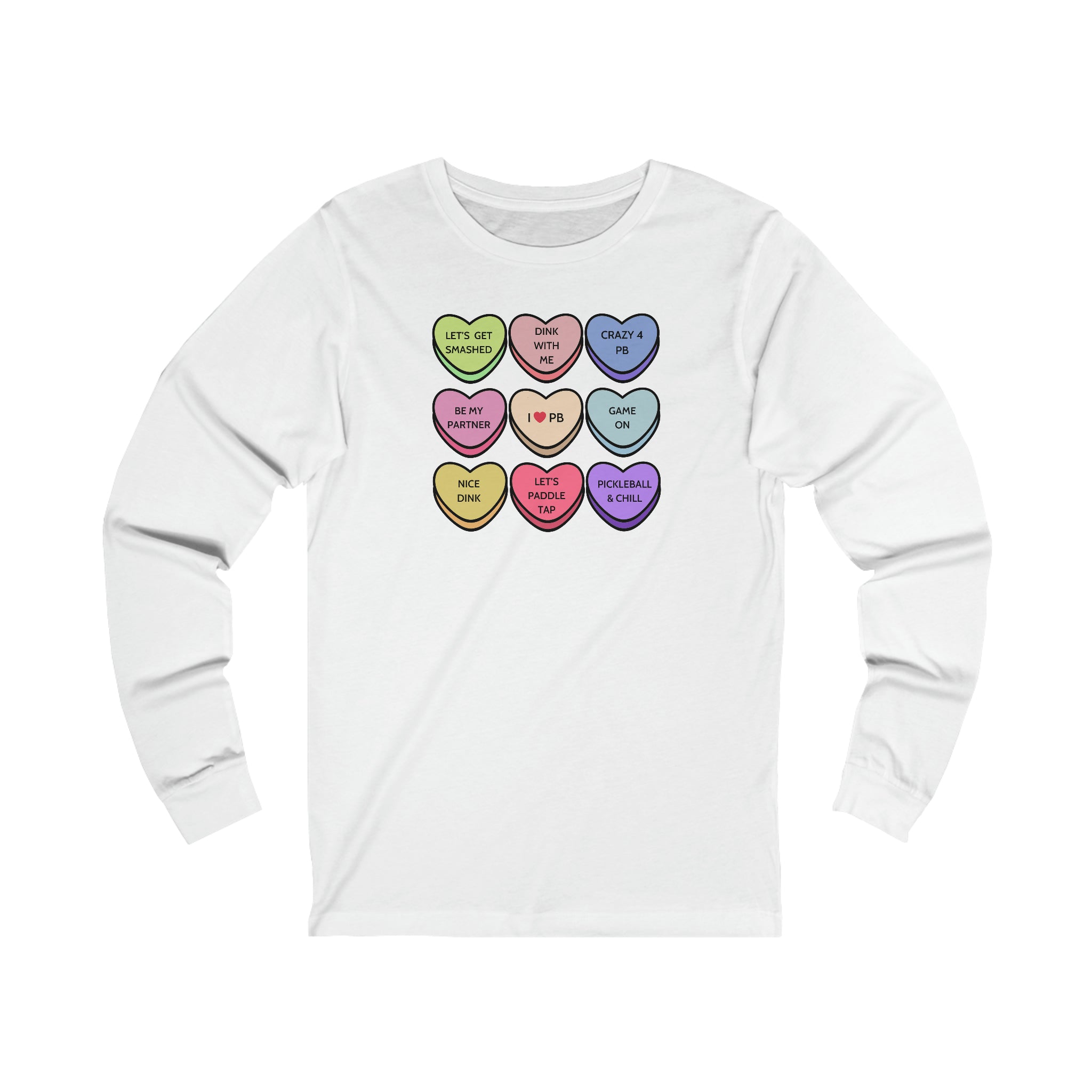 Pickleball Candy Hearts Unisex Long Sleeve T-shirt
