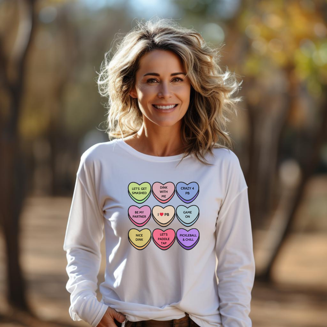 Pickleball Candy Hearts Unisex Long Sleeve T-shirt