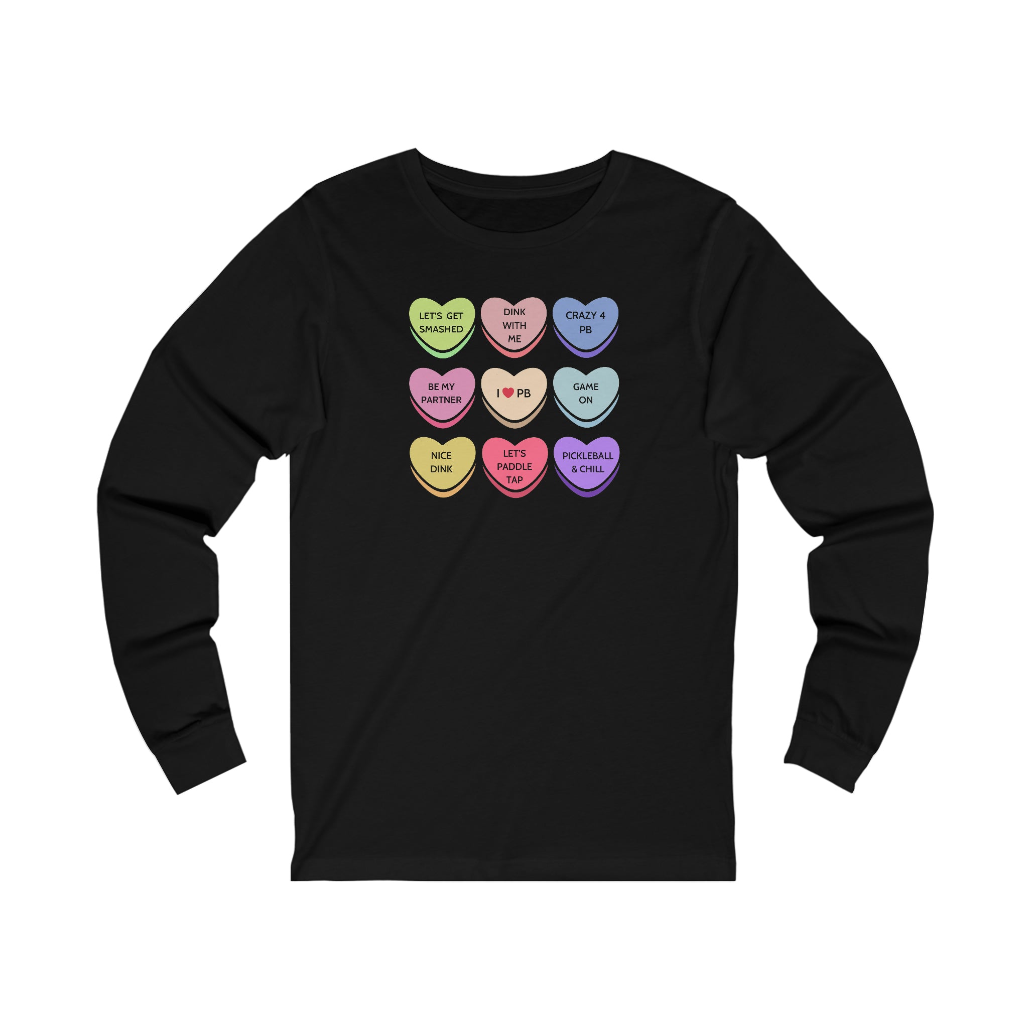 Pickleball Candy Hearts Unisex Long Sleeve T-shirt