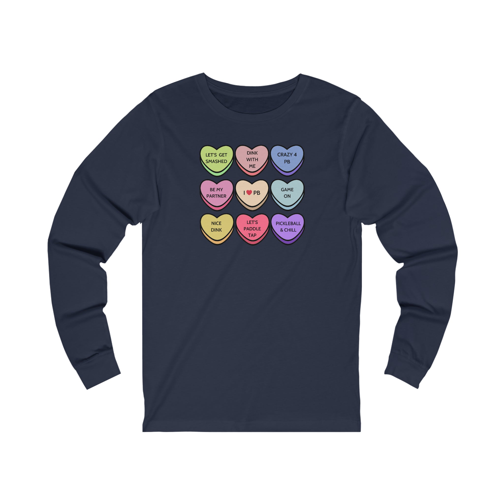 Pickleball Candy Hearts Unisex Long Sleeve T-shirt