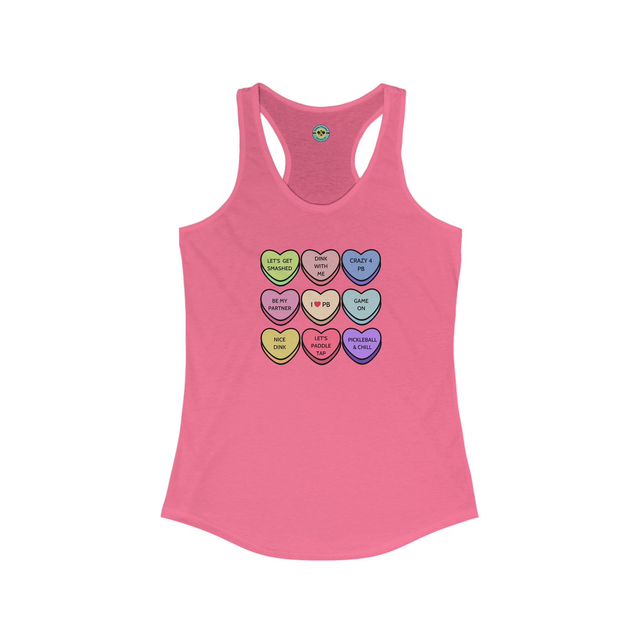 Pickleball Candy Hearts Racerback Tank