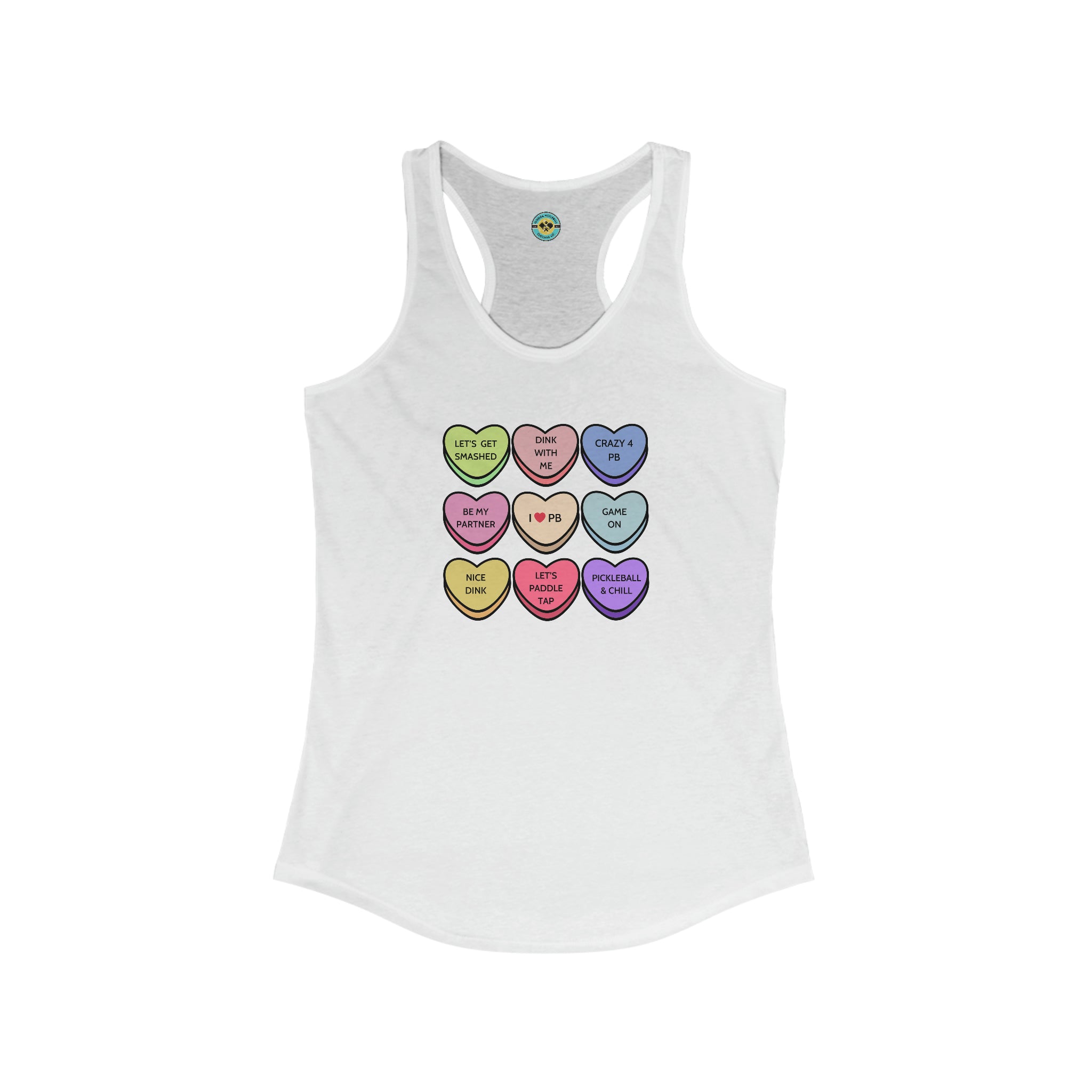 Pickleball Candy Hearts Racerback Tank