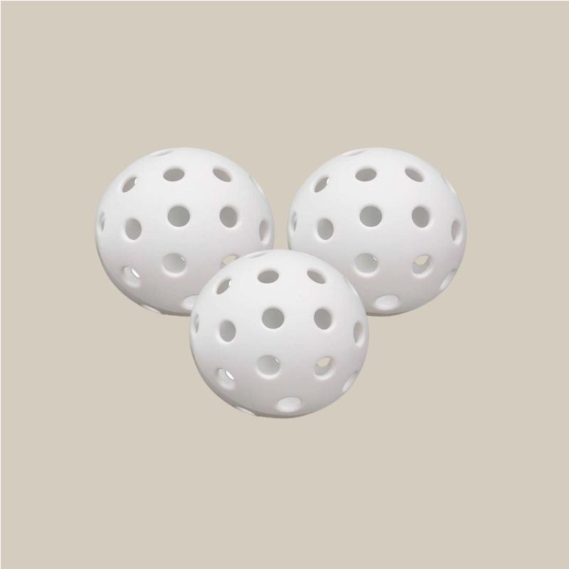 White Hybrid Pickleballs - Set of 3