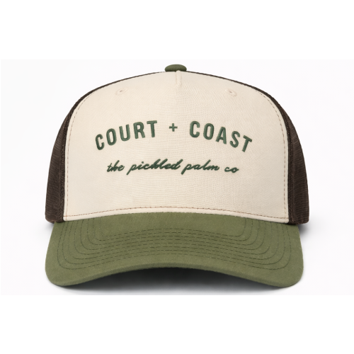 Court & Coast Green Trucker Pickleball & Tennis Hat