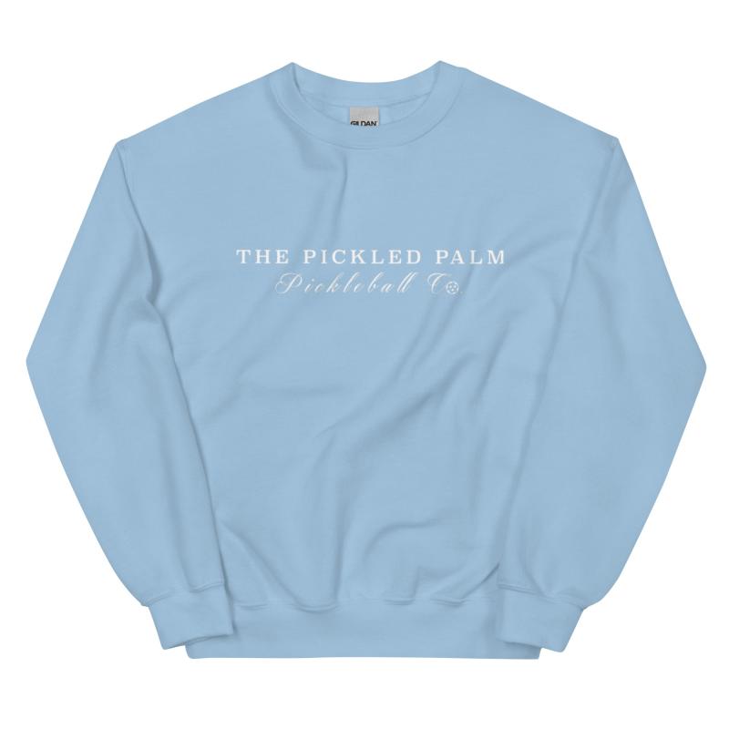 The Pickled Palm Light Blue Crewneck Pickleball Sweatshirt