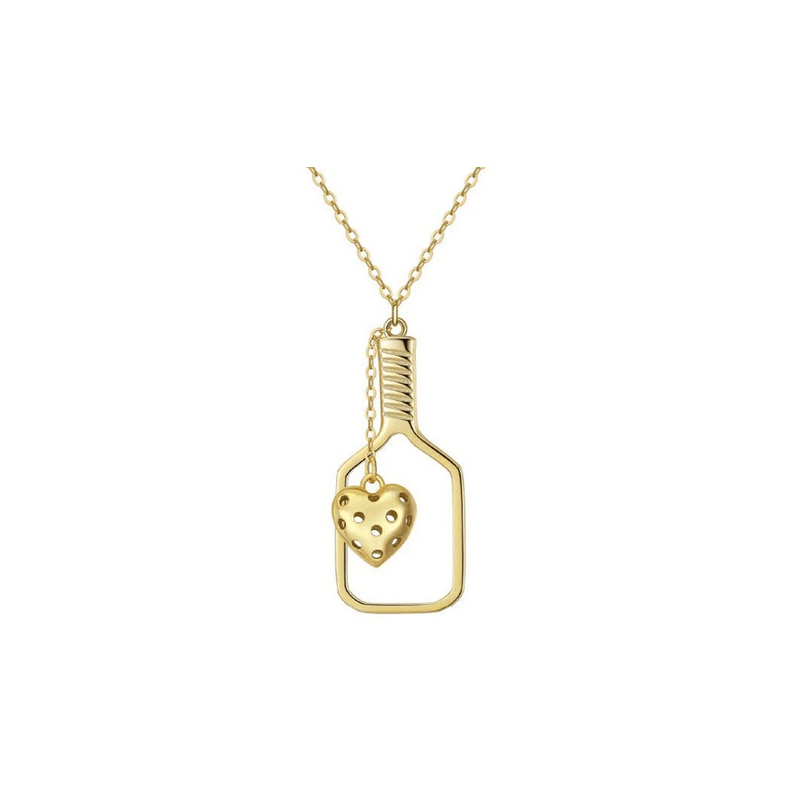 Pickleball Heart Necklace Gold