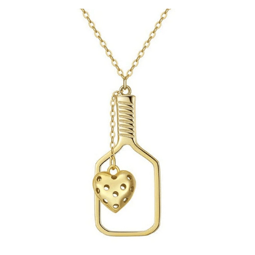 Pickleball Heart Necklace Gold