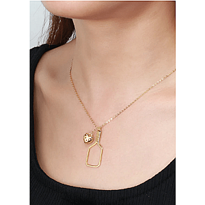 Pickleball Heart Necklace Gold