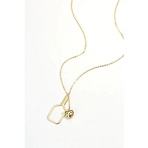 Pickleball Heart Necklace Gold