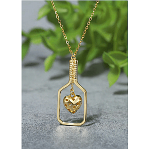 Pickleball Heart Necklace Gold
