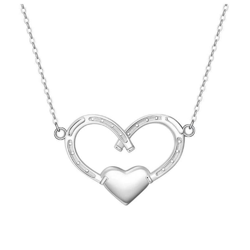 Saints and Saviors Luck in My Heart Horseshoes Necklace Silver