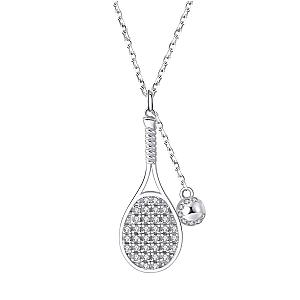 LoveMatch Tennis Modern LOVE Racquet & Ball Silver Necklace