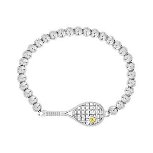 Lovematch Tennis Racquet Stretch Silver Bead Bracelet